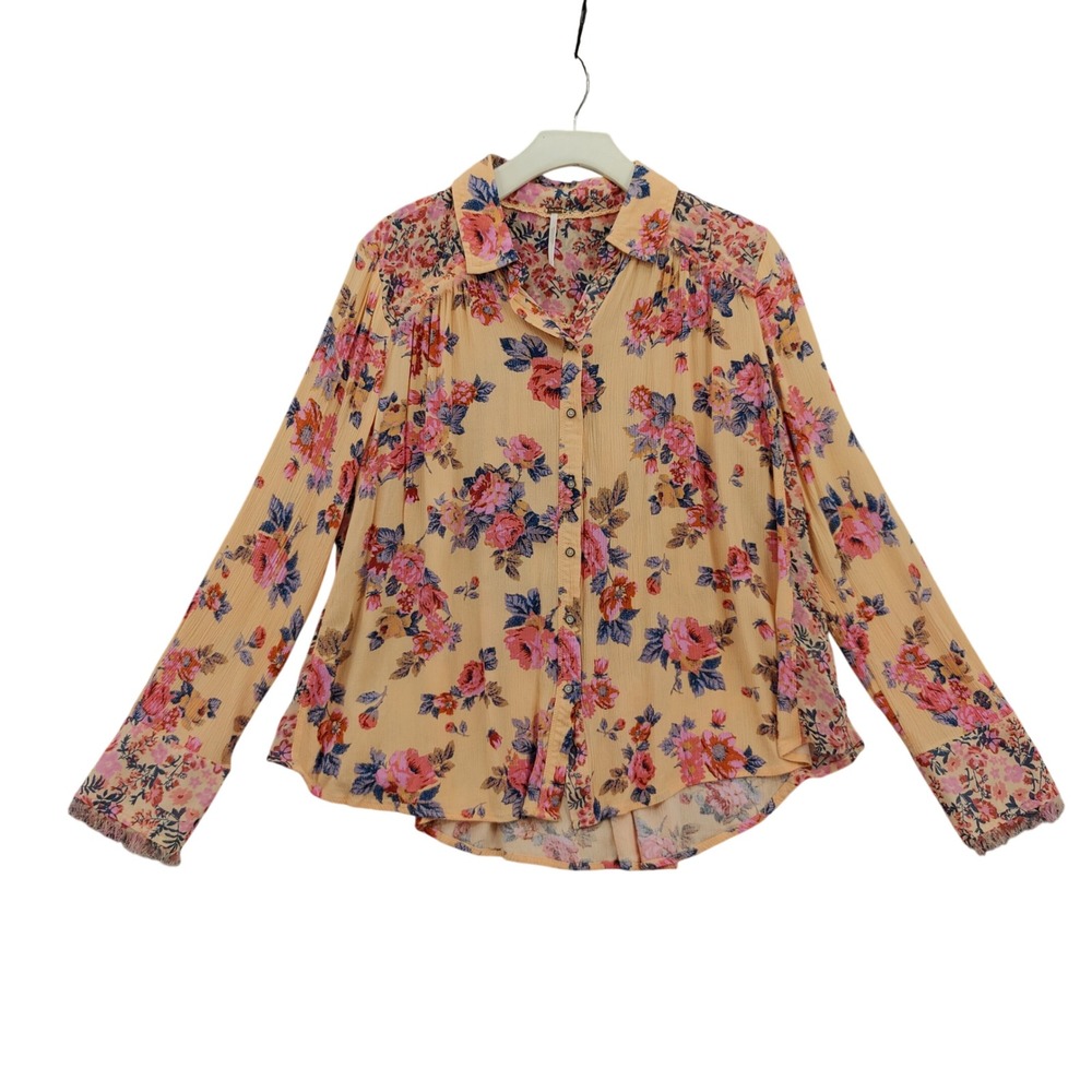 Free People Womens Romnatic Cottage Indie Whimsical Hold On To Me Top L Floral